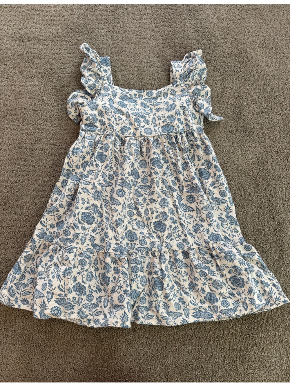 Cat & Jack Floral Ruffle Dress Blue & White Girls Size 6